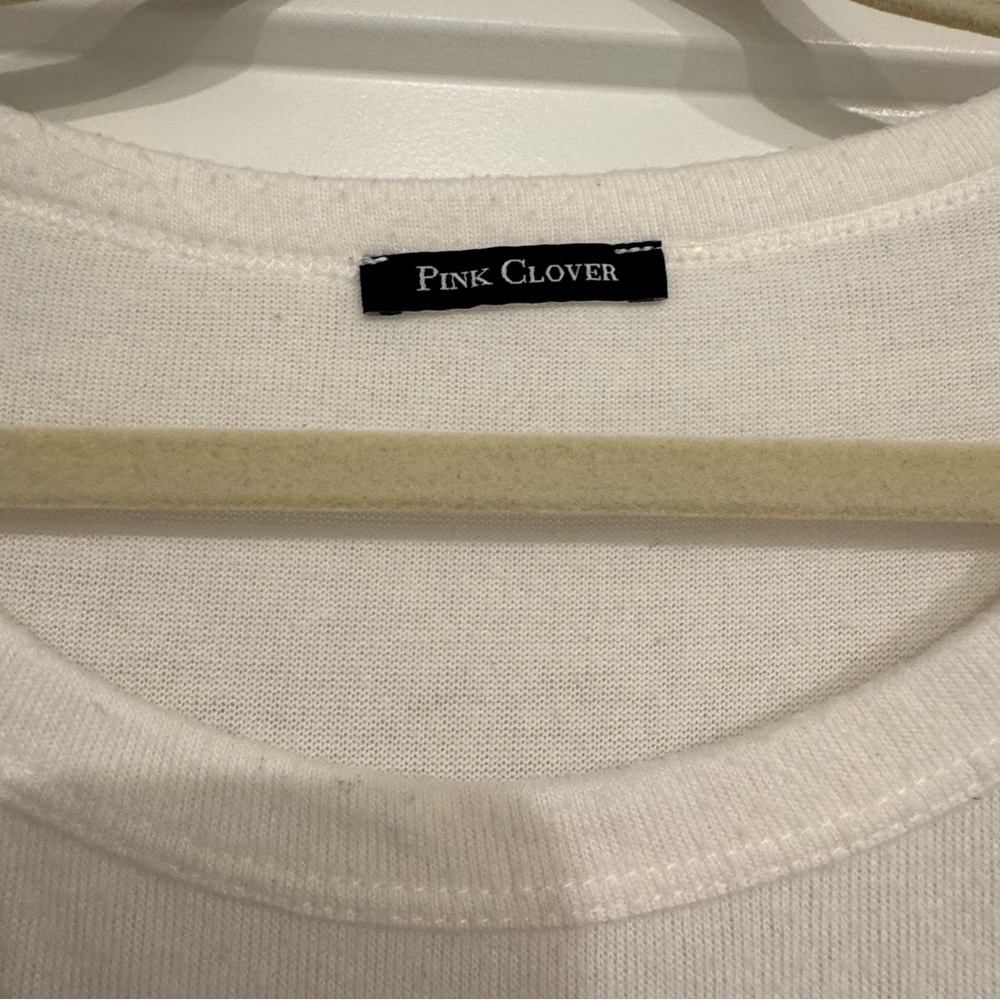 Pink Clover brand | White, Pink and Gray Colorblock Top - Picture 3 of 4